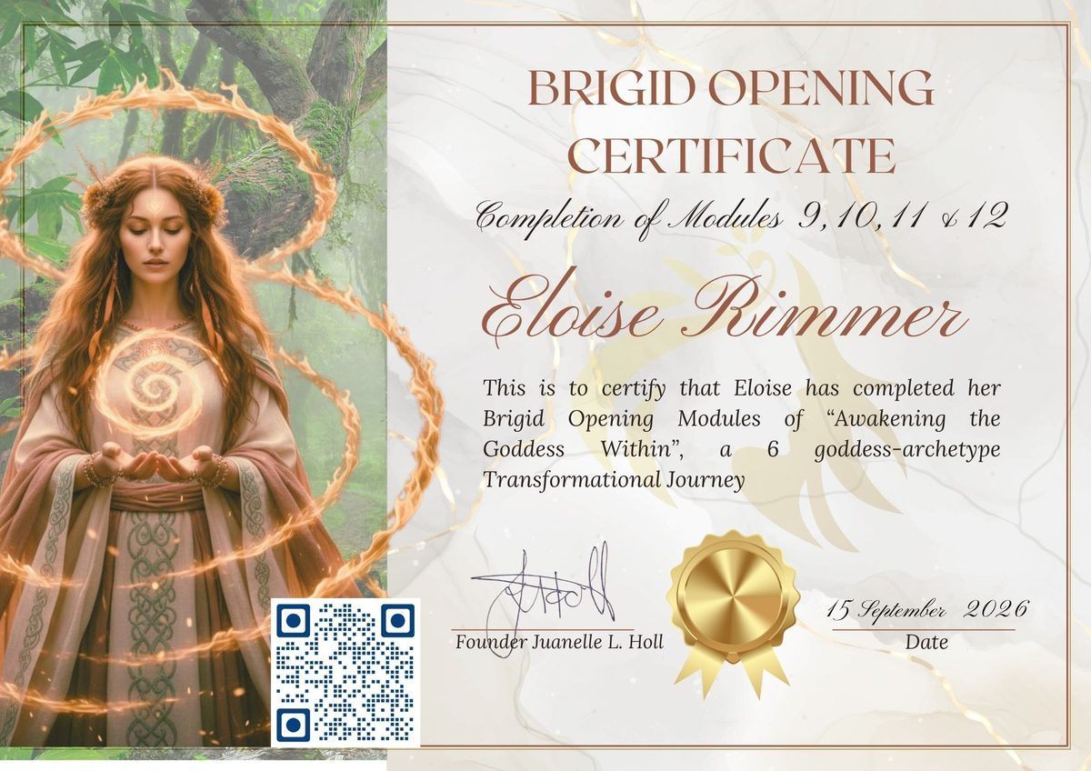 Example of the Brigid Opening Certificate